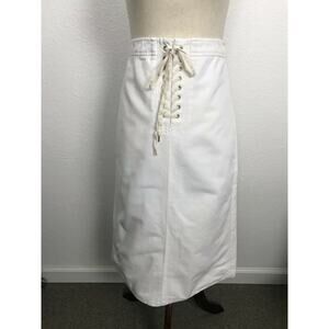 J. Crew Cotton Lace Up Straight Pencil Skirt Below Knee
